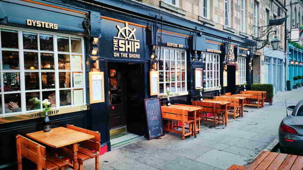 picture of the ship on the shore, seafood restaurant in edinburgh